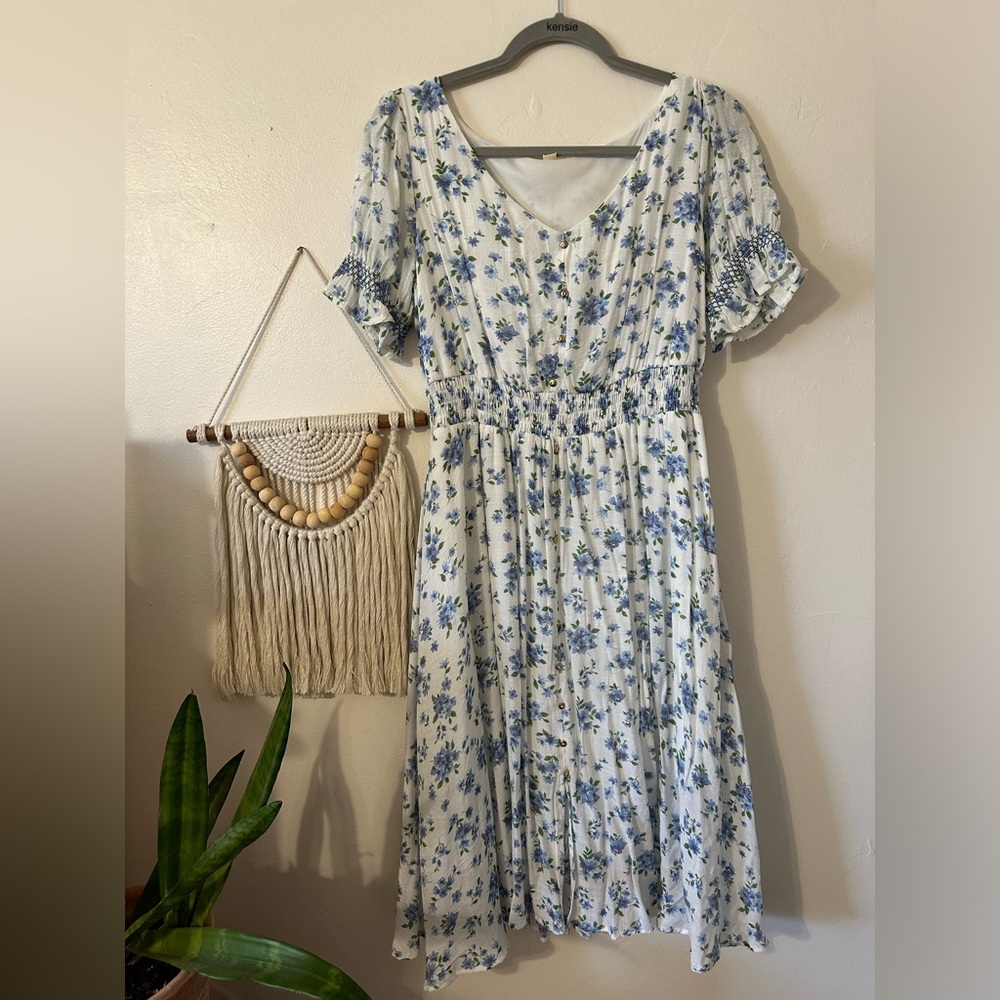 Blue floral dress